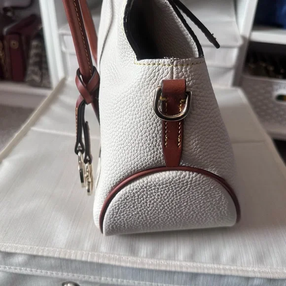 Dooney & Bourke Small Cream Satchel with DB Charms - Picture 8 of 12